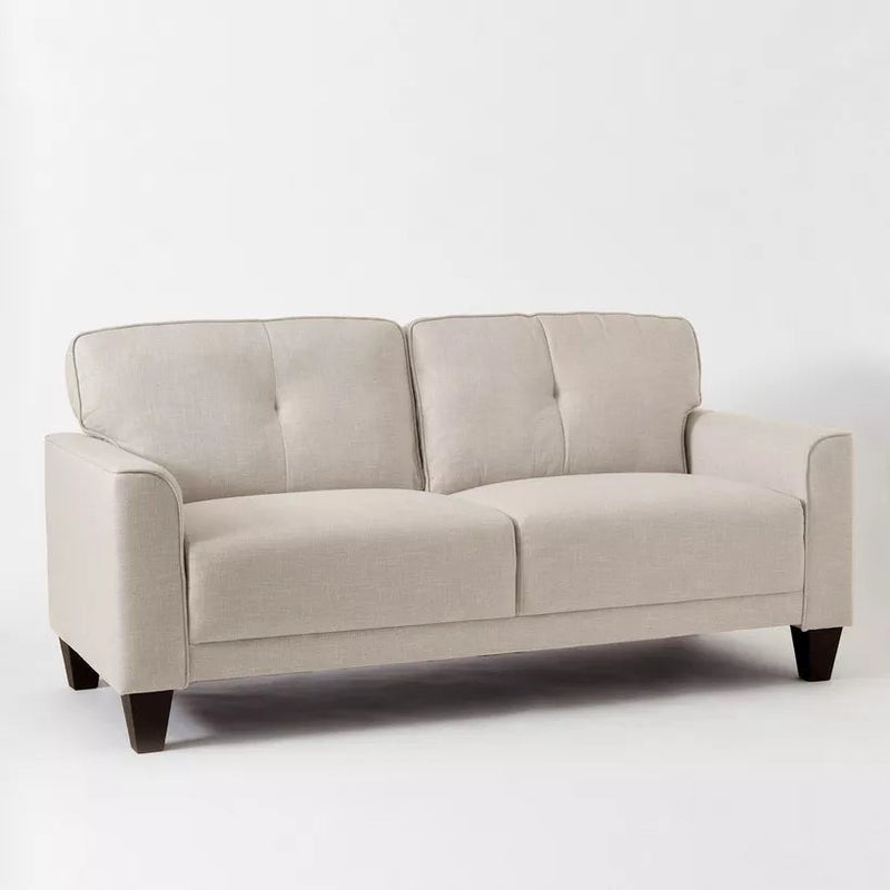 Royal Embrace 2-Seater Fabric Sofa – Fresh Foam Cushions, Square Arms, Modern Compact Couch